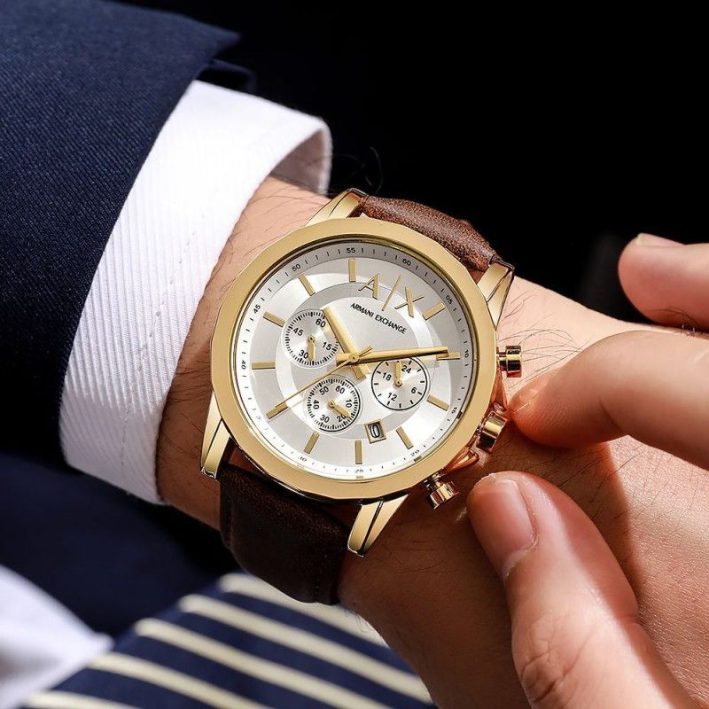 Armani Exchange Leather Strap Watch