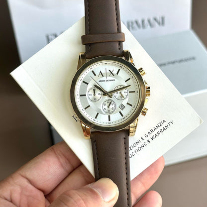 Armani Exchange Leather Strap Watch